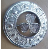 Plaid Brooches Thistle With Stag Head Chrome Finish