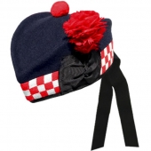 Navy Glengarry Hat With White/Red Dicing