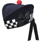 Police Band Navy Glengarry Hat With White/Black Dicing
