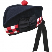 Navy Glengarry Hat With White/Red/Black Dicing